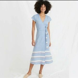 Marine Layer Maddie Wrap Midi Dress 100% cotton | Size S | New Without tags